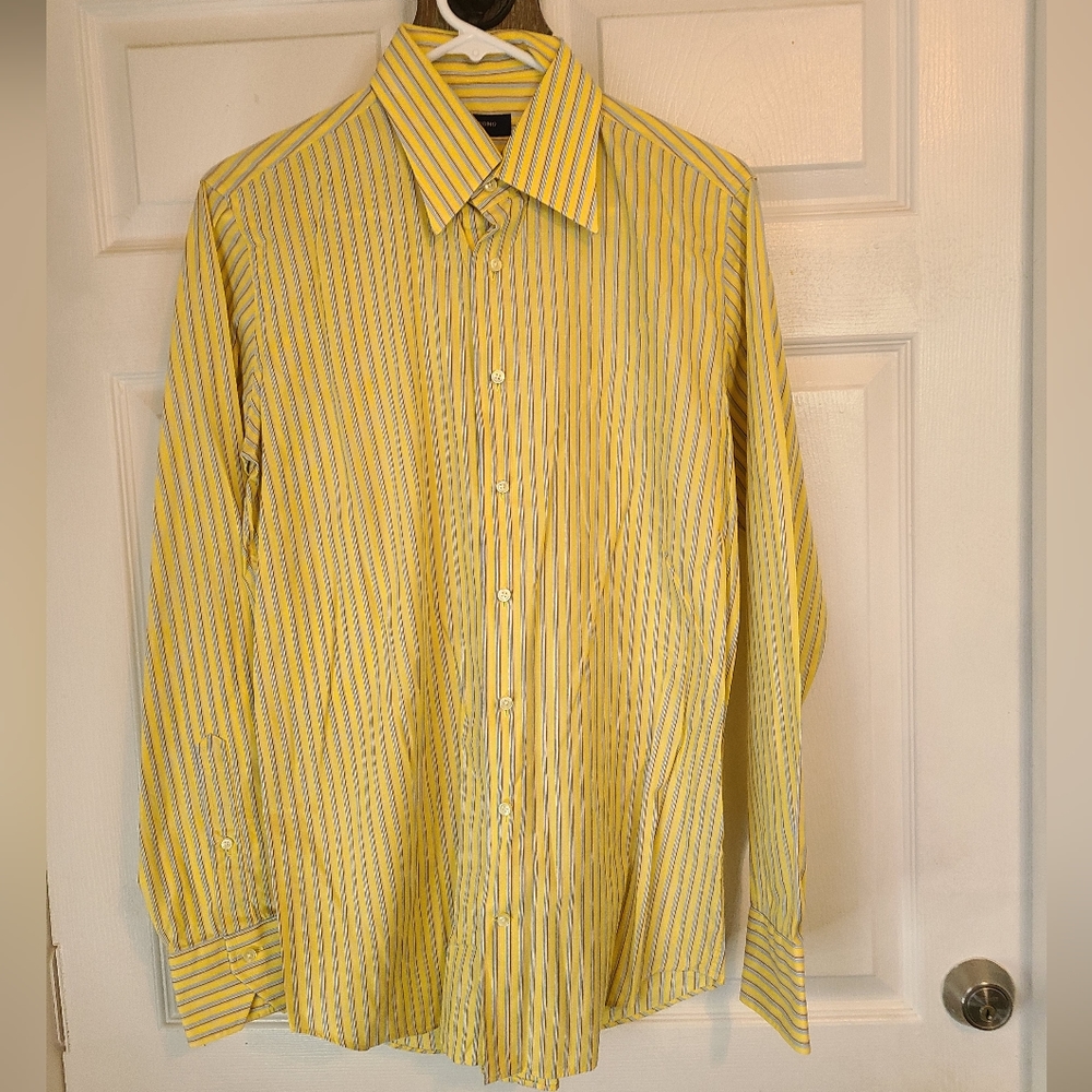 Profuomo Men's Classic Short Sleeve Shirt, Size: Small,  Color: Yellow